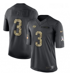 Mens Nike Tampa Bay Buccaneers 3 Jameis Winston Limited Black 2016 Salute to Service NFL Jersey