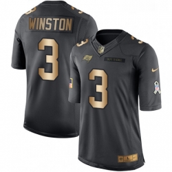 Mens Nike Tampa Bay Buccaneers 3 Jameis Winston Limited BlackGold Salute to Service NFL Jersey