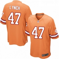 Mens Nike Tampa Bay Buccaneers 47 John Lynch Game Orange Glaze Alternate NFL Jersey