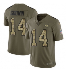 Nike Buccaneers 14 Chris Godwin Olive Camo Men Stitched NFL Limited 2017 Salute To Service Jersey