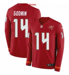 Nike Buccaneers 14 Chris Godwin Red Team Color Men Stitched NFL Limited Therma Long Sleeve Jersey