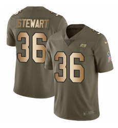Nike Buccaneers 36 M J  Stewart Olive Gold Men Stitched NFL Limited 2017 Salute To Service Jersey