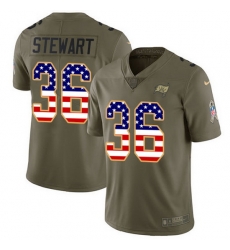 Nike Buccaneers 36 M J  Stewart Olive USA Flag Men Stitched NFL Limited 2017 Salute To Service Jersey