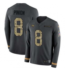 Nike Buccaneers 8 Bradley Pinion Anthracite Salute to Service Men Stitched NFL Limited Therma Long Sleeve Jersey