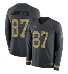 Nike Buccaneers 87 Rob Gronkowski Anthracite Salute to Service Men Stitched NFL Limited Therma Long Sleeve Jersey