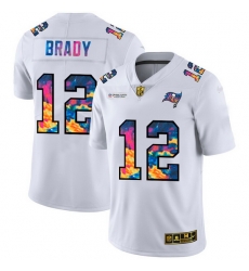 Tampa Bay Buccaneers 12 Tom Brady Men White Nike Multi Color 2020 NFL Crucial Catch Limited NFL Jersey