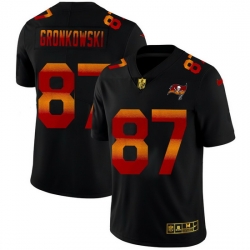 Tampa Bay Buccaneers 87 Rob Gronkowski Men Black Nike Red Orange Stripe Vapor Limited NFL Jersey