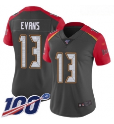 Buccaneers #13 Mike Evans Gray Women Stitched Football Limited Inverted Legend 100th Season Jersey