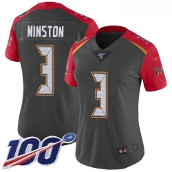 Buccaneers #3 Jameis Winston Gray Women Stitched Football Limited Inverted Legend 100th Season Jersey