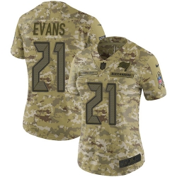 Nike Buccaneers #21 Justin Evans Camo Women Stitched NFL Limited 2018 Salute to Service Jersey