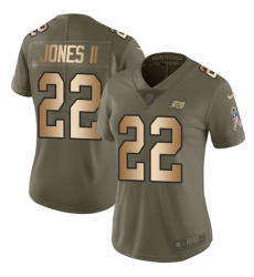 Nike Buccaneers #22 Ronald Jones II Olive Gold Womens Stitched NFL Limited 2017 Salute to Service Jersey