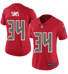 Nike Buccaneers #34 Charles Sims Red Womens Stitched NFL Limited Rush Jersey