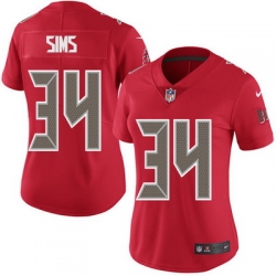 Nike Buccaneers #34 Charles Sims Red Womens Stitched NFL Limited Rush Jersey