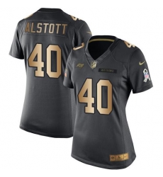 Nike Buccaneers #40 Mike Alstott Black Womens Stitched NFL Limited Gold Salute to Service Jersey