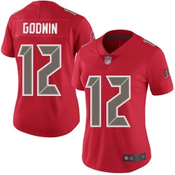 Women Buccaneers 12 Chris Godwin Red Stitched Football Limited Rush Jersey