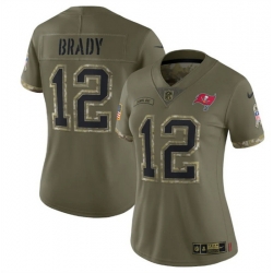 Women Tampa Bay Buccaneers 12 Tom Brady Olive 2022 Salute To Service Limited Stitched Jersey