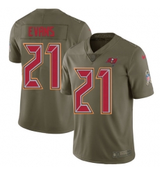 Womens Nike Buccaneers #21 Justin Evans Olive Youth Stitched NFL Limited 2017 Salute to Service Jersey