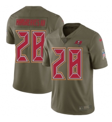 Womens Nike Buccaneers #28 Vernon Hargreaves III Olive Youth Stitched NFL Limited 2017 Salute to Service Jersey