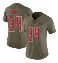 Womens Nike Buccaneers #34 Charles Sims Olive  Stitched NFL Limited 2017 Salute to Service Jersey
