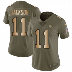 Womens Nike Tampa Bay Buccaneers 11 DeSean Jackson Limited OliveGold 2017 Salute to Service NFL Jersey