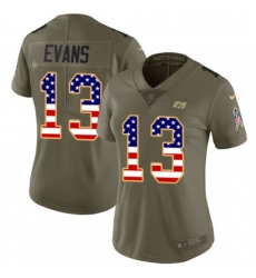 Womens Nike Tampa Bay Buccaneers 13 Mike Evans Limited OliveUSA Flag 2017 Salute to Service NFL Jersey