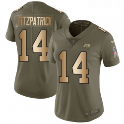 Womens Nike Tampa Bay Buccaneers 14 Ryan Fitzpatrick Limited OliveGold 2017 Salute to Service NFL Jersey
