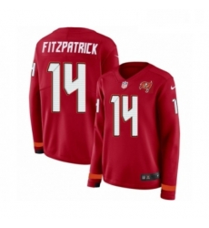 Womens Nike Tampa Bay Buccaneers 14 Ryan Fitzpatrick Limited Red Therma Long Sleeve NFL Jersey