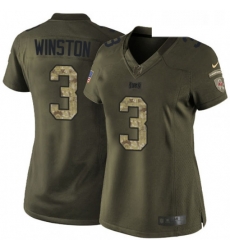 Womens Nike Tampa Bay Buccaneers 3 Jameis Winston Elite Green Salute to Service NFL Jersey