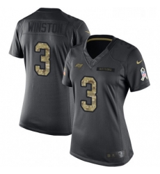 Womens Nike Tampa Bay Buccaneers 3 Jameis Winston Limited Black 2016 Salute to Service NFL Jersey