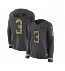 Womens Nike Tampa Bay Buccaneers 3 Jameis Winston Limited Black Salute to Service Therma Long Sleeve NFL Jersey