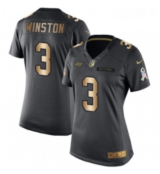 Womens Nike Tampa Bay Buccaneers 3 Jameis Winston Limited BlackGold Salute to Service NFL Jersey