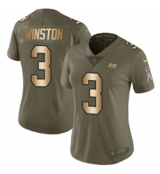 Womens Nike Tampa Bay Buccaneers 3 Jameis Winston Limited OliveGold 2017 Salute to Service NFL Jersey