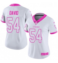 Womens Nike Tampa Bay Buccaneers 54 Lavonte David Limited WhitePink Rush Fashion NFL Jersey