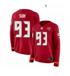Womens Tampa Bay Buccaneers 93 Ndamukong Suh Limited Red Therma Long Sleeve Football Jersey