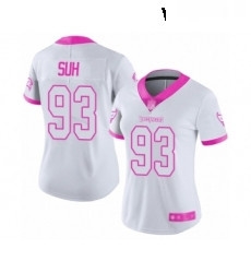 Womens Tampa Bay Buccaneers 93 Ndamukong Suh Limited White Pink Rush Fashion Football Jersey