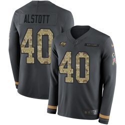 Nike Buccaneers #40 Mike Alstott Anthracite Salute to Service Youth Long Sleeve Jersey