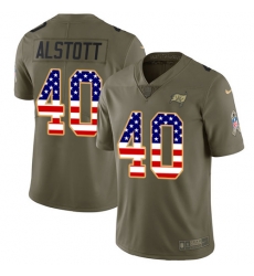 Nike Buccaneers #40 Mike Alstott Olive USA Flag Youth Stitched NFL Limited 2017 Salute to Service Jersey