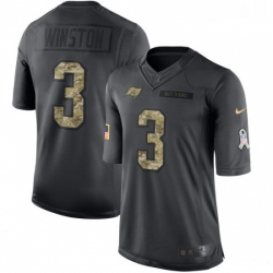 Youth Nike Tampa Bay Buccaneers 3 Jameis Winston Limited Black 2016 Salute to Service NFL Jersey