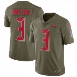 Youth Nike Tampa Bay Buccaneers 3 Jameis Winston Limited Olive 2017 Salute to Service NFL Jersey