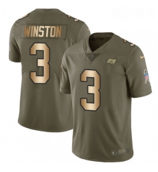 Youth Nike Tampa Bay Buccaneers 3 Jameis Winston Limited OliveGold 2017 Salute to Service NFL Jersey