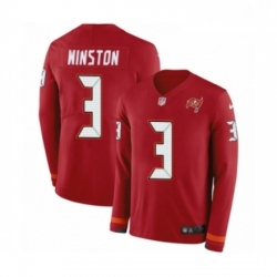 Youth Nike Tampa Bay Buccaneers 3 Jameis Winston Limited Red Therma Long Sleeve NFL Jersey