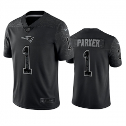 Men New England Patriots 1 DeVante Parker Black Reflective Limited Stitched Football Jersey