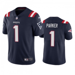 Men New England Patriots 1 DeVante Parker Navy Vapor Untouchable Limited Stitched Jersey