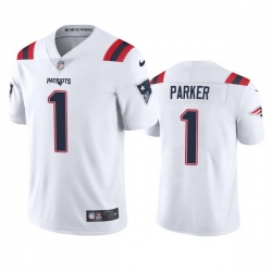 Men New England Patriots 1 DeVante Parker White Vapor Untouchable Limited Stitched Jersey