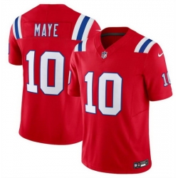 Men New England Patriots 10 Drake Maye Red 2024 Draft F U S E  Vapor Limited Stitched Football Jersey