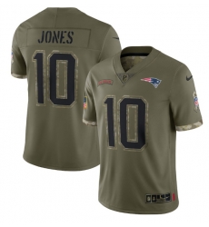 Men New England Patriots 10 Mac Jones Olive 2022 Salute To Service Limited Stitched Jersey