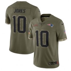 Men New England Patriots 10 Mac Jones Olive 2022 Salute To Service Limited Stitched Jersey
