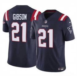 Men New England Patriots 21 Antonio Gibson Navy 2023 F U S E  Vapor Limited Stitched Football Jersey
