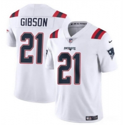 Men New England Patriots 21 Antonio Gibson White Vapor Limited Stitched Football Jersey