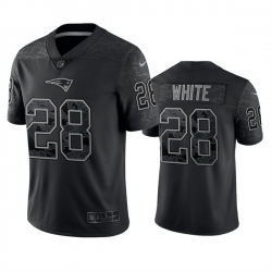 Men New England Patriots 28 James White Black Reflective Limited Stitched Football Jersey